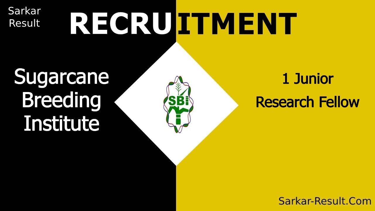 sugarcane breeding institute recruitment 2024 walk in interview for 1 junior research fellow out